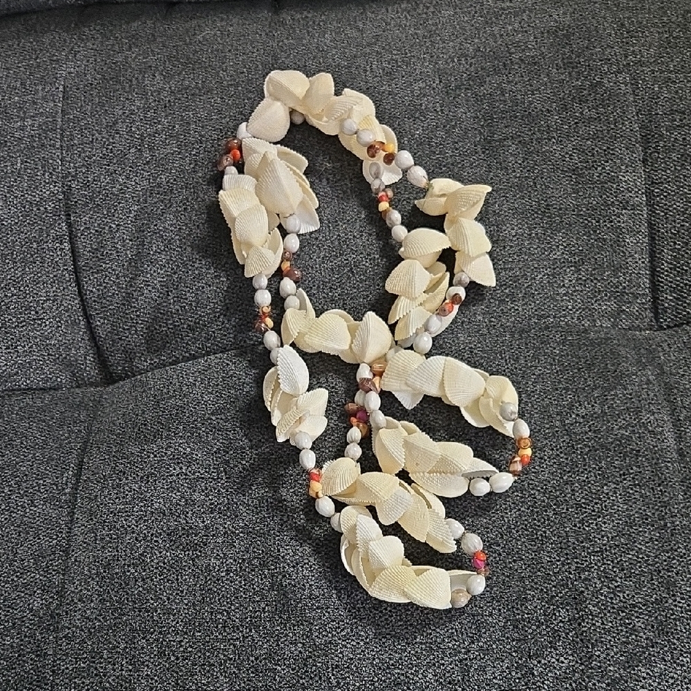 Handcrafted Cream‎ and Multicolor Beaded Necklace